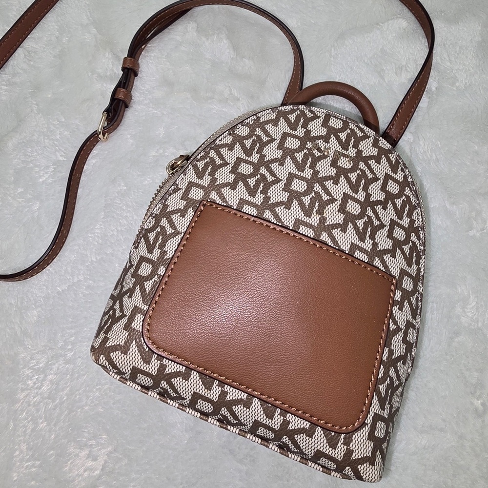 DKNY Brayanna Signature Brown/ Beige  Backpack Mini Size Retail $148